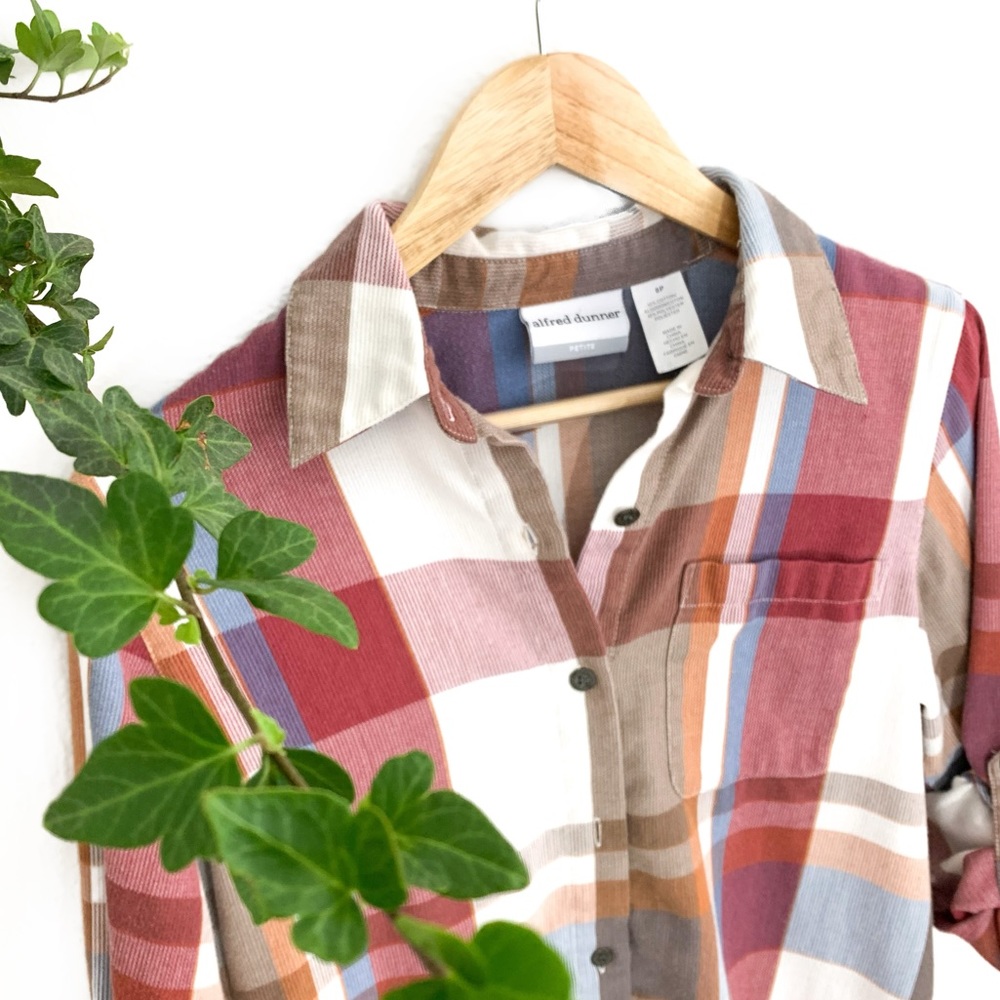 alfred dunner | flannel plaid shirt petite size 8P